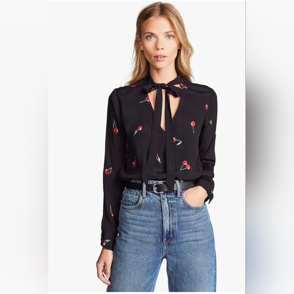 Rails  Rhea Cherry Print Tieneck  Blouse